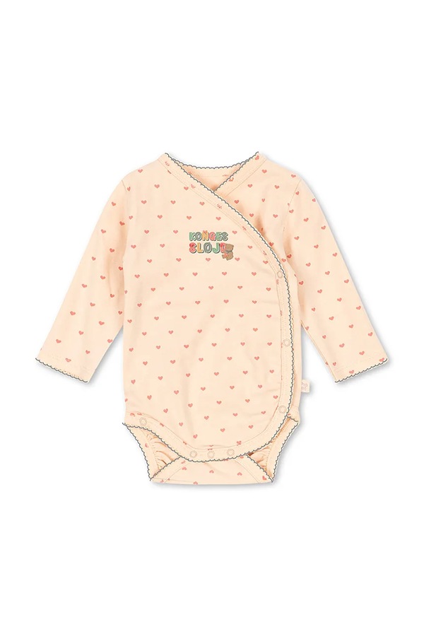 Боді для немовлят бавовняне з еластаном Konges Sløjd BASIC LS NEWBORN BODY GOTS колір рожевий