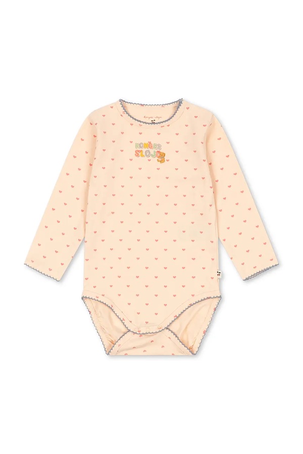 Боді для немовлят бавовняне з еластаном Konges Sløjd BASIC LS BODY GOTS колір рожевий