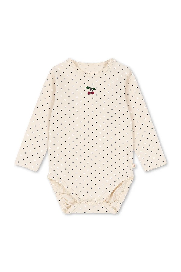 Боді для немовлят бавовняне з еластаном Konges Sløjd BASIC LS BODY GOTS колір бежевий