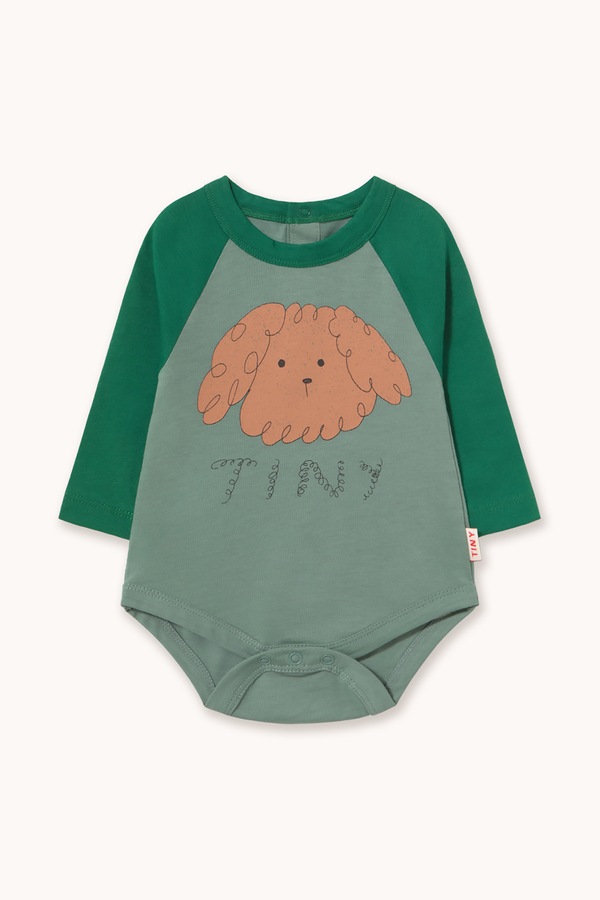 Боді для немовлят бавовняне Tinycottons CURLY DOG GRAPHIC BODY колір зелений