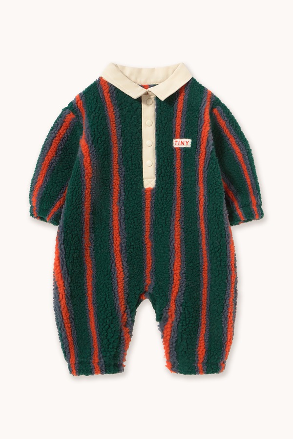 Чоловічок для немовлят Tinycottons MULTICOLOR STRIPES POLO SHERPA ONE-PIECE колір зелений