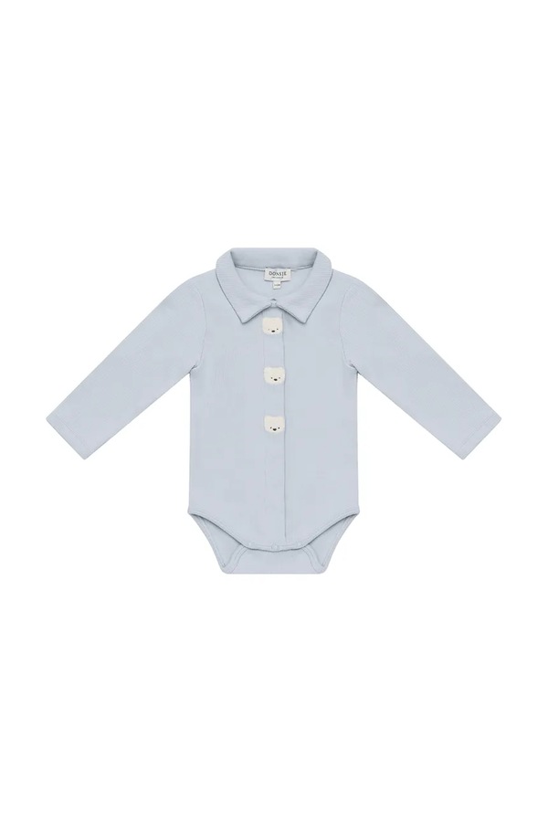 Боди для младенцев хлопковое с эластаном Donsje Finnian Bodysuit Polar Bears цвет голубой