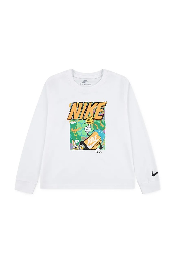 Лонгслів дитячий з бавовною Nike колір білий