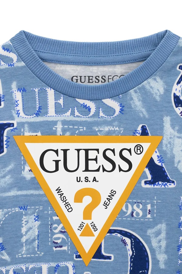 Лонгслів дитячий бавовняний Guess колір блакитний фото 2