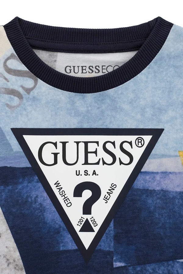 Лонгслів дитячий бавовняний Guess колір блакитний фото 2