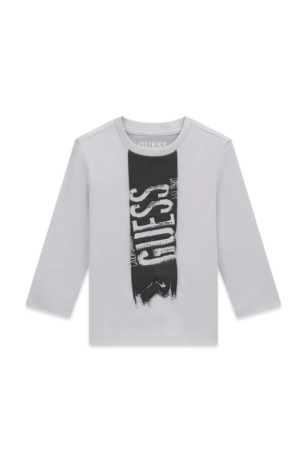 Лонгслів дитячий бавовняний Guess колір сірий