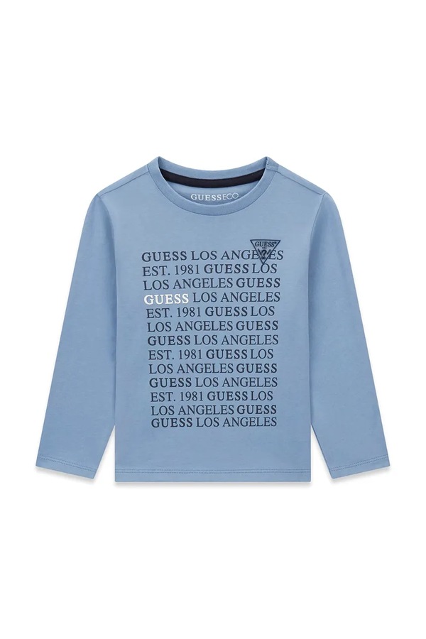 Лонгслів дитячий бавовняний Guess колір блакитний