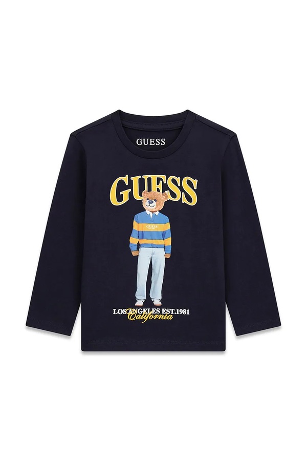 Лонгслив детский хлопковый Guess цвет темно-синий