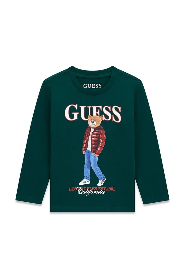 Лонгслив детский хлопковый Guess цвет зеленый