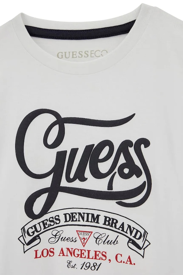Лонгслів дитячий бавовняний Guess колір білий фото 2