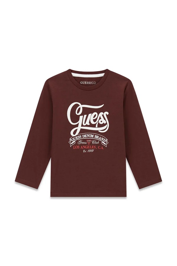 Лонгслив детский хлопковый Guess цвет коричневый