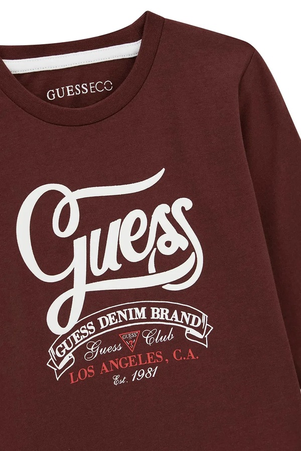 Лонгслив детский хлопковый Guess цвет коричневый фото 2