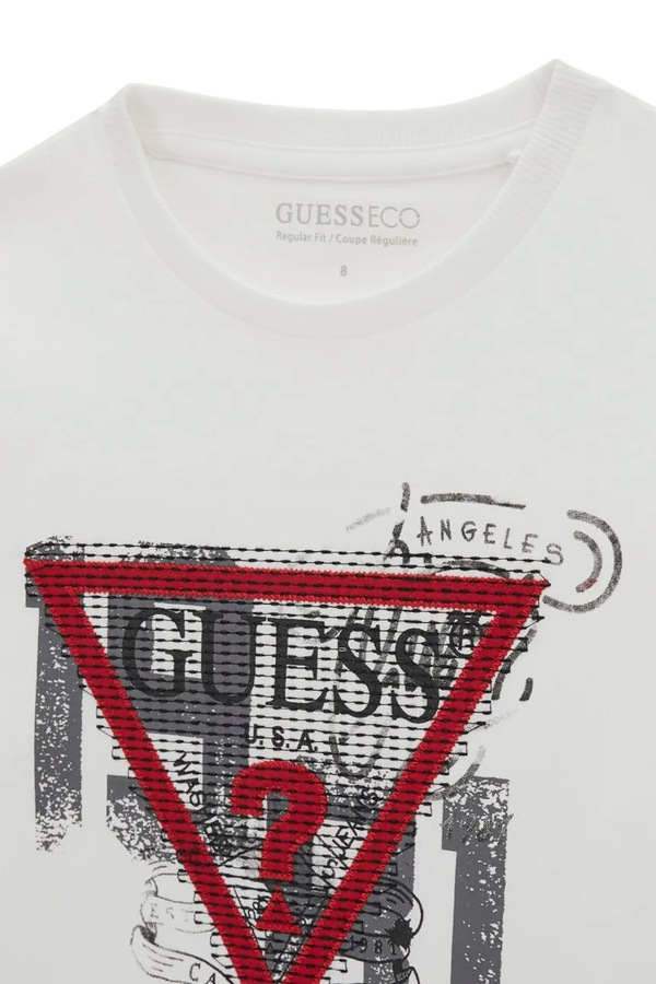 Лонгслів дитячий бавовняний Guess колір білий фото 3