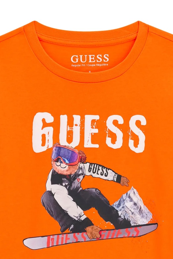 Лонгслів дитячий бавовняний Guess колір помаранчевий фото 2