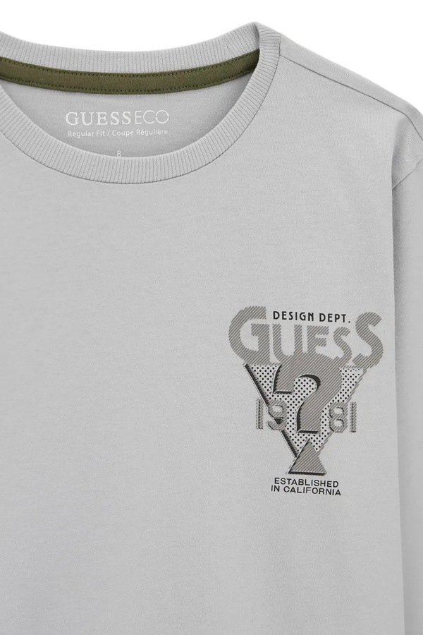 Лонгслів дитячий бавовняний Guess колір сірий фото 3