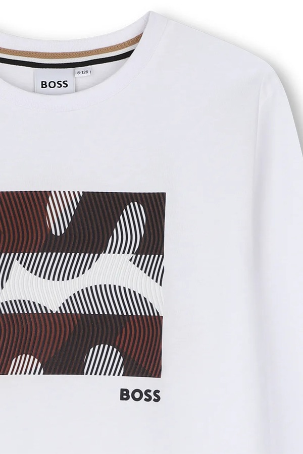 Лонгслів дитячий бавовняний BOSS колір білий фото 2