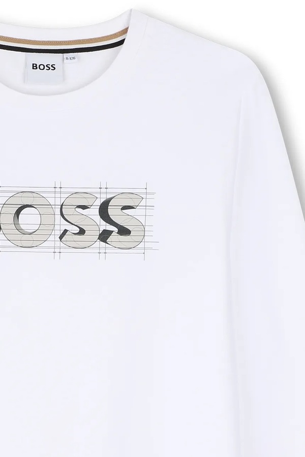 Лонгслів дитячий бавовняний BOSS колір білий фото 2