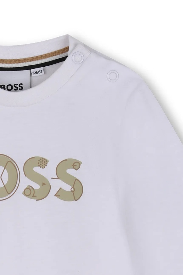 Лонгслів дитячий бавовняний BOSS колір білий фото 2