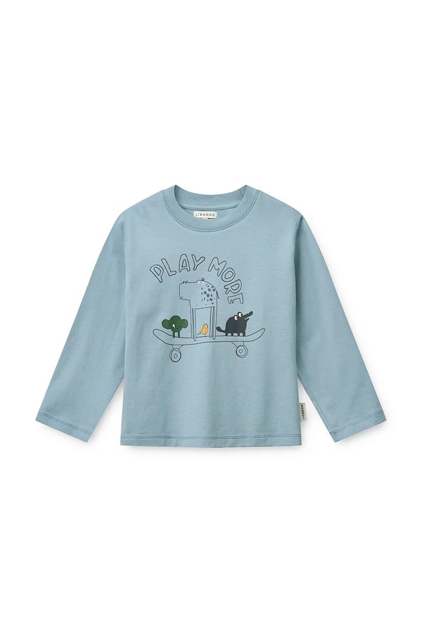 Лонгслів дитячий бавовняний Liewood Francis Placement LS T-shirt колір блакитний