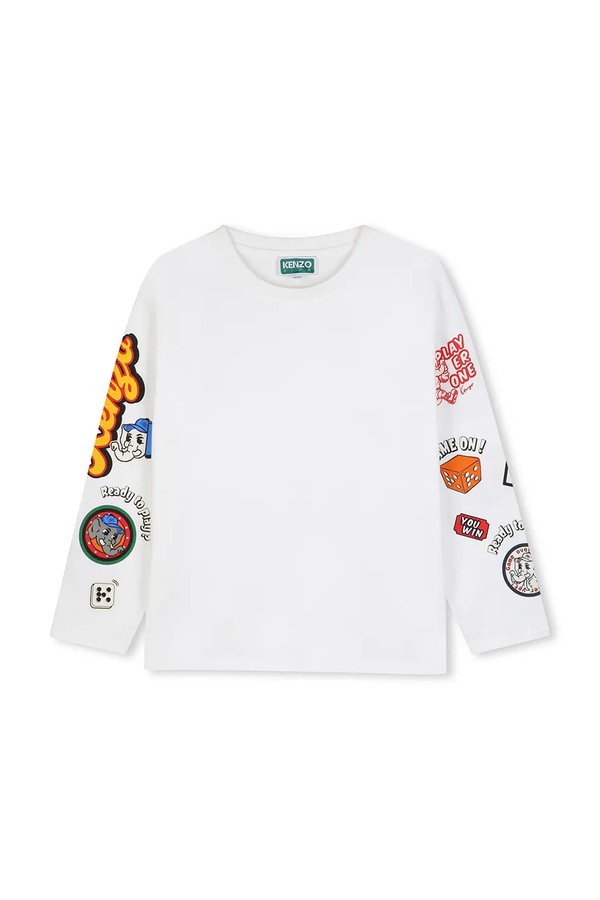 Лонгслів дитячий бавовняний Kenzo Kids колір білий