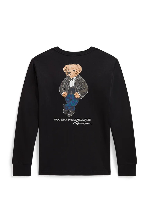 Лонгслів дитячий бавовняний Polo Ralph Lauren колір чорний
