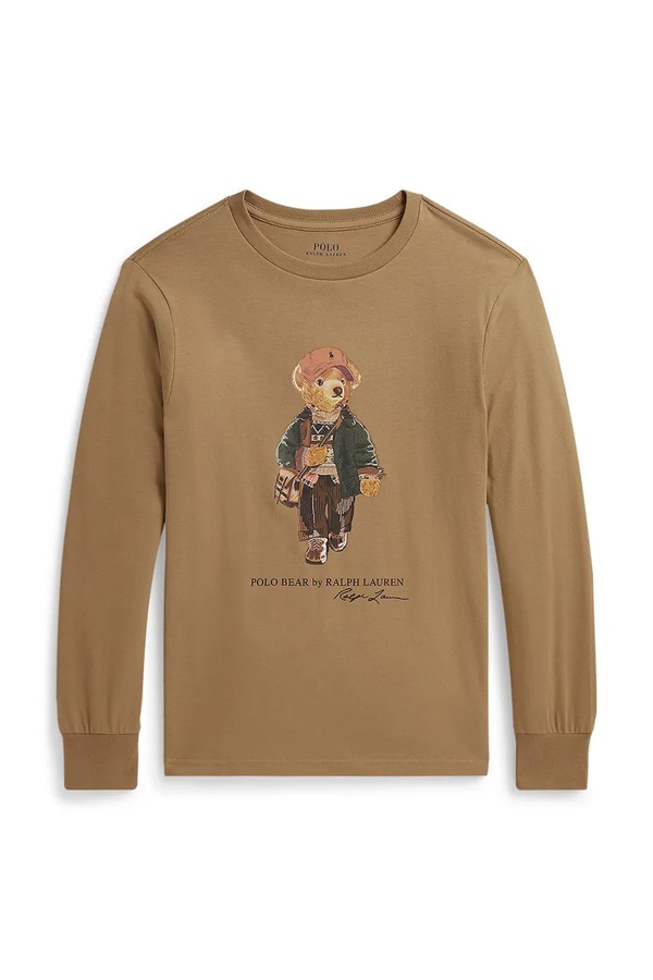 Лонгслів дитячий бавовняний Polo Ralph Lauren колір коричневий