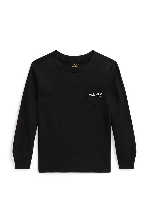 Лонгслів дитячий бавовняний Polo Ralph Lauren колір чорний фото 2