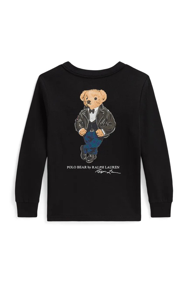 Лонгслів дитячий бавовняний Polo Ralph Lauren колір чорний