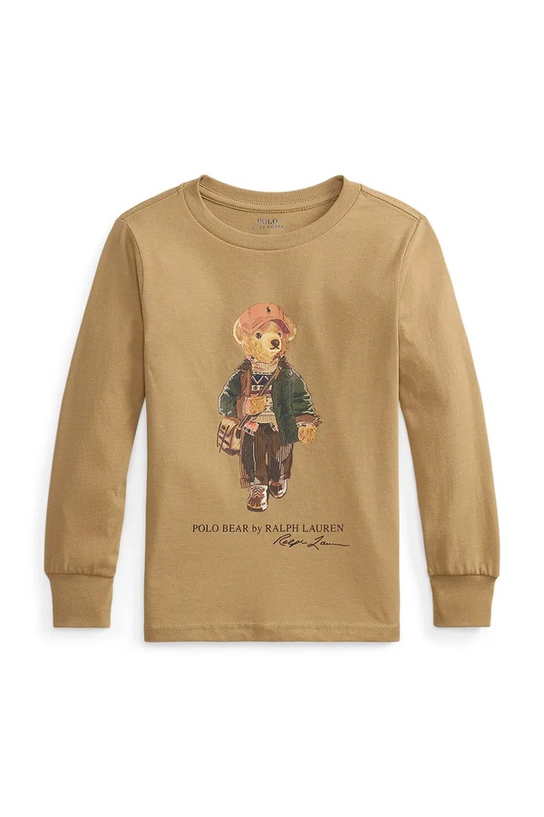 Лонгслів дитячий бавовняний Polo Ralph Lauren колір коричневий