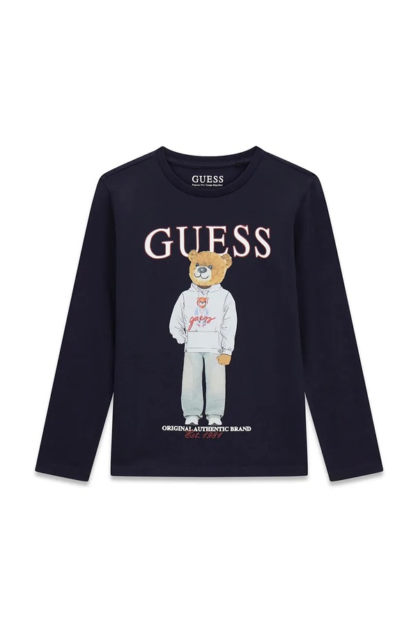 Лонгслив детский хлопковый Guess цвет темно-синий