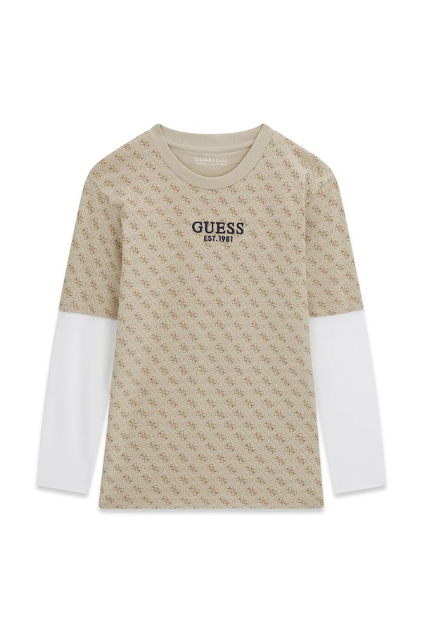 Лонгслив детский хлопковый Guess цвет бежевый