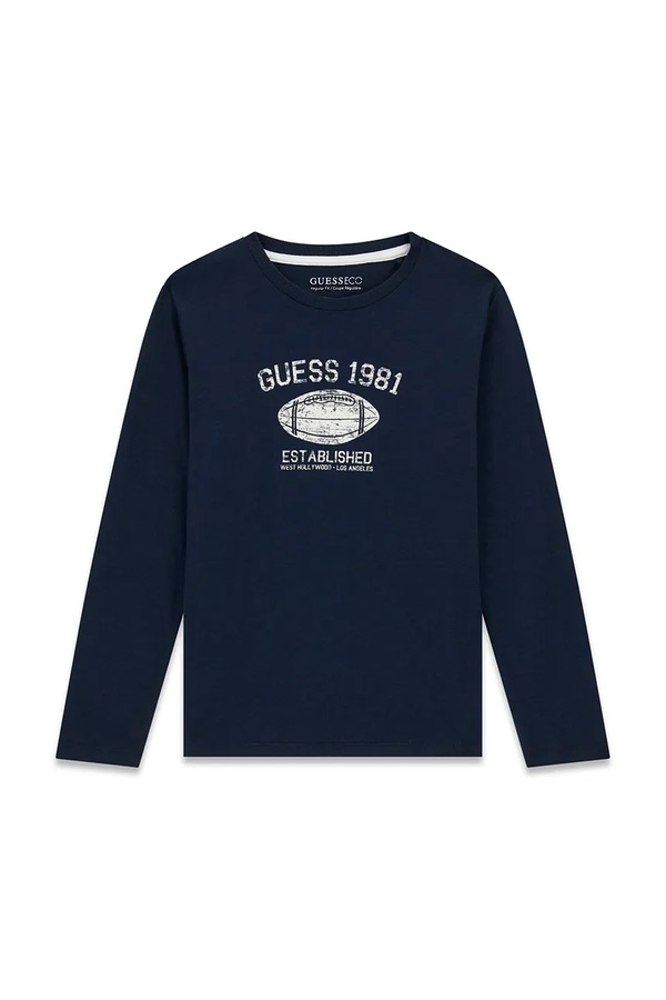 Лонгслів дитячий бавовняний Guess колір темно-синій