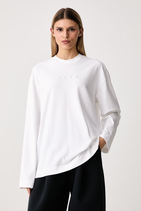 Лонгслів жіночий бавовняний Nike Sportswear Luxe колір білий