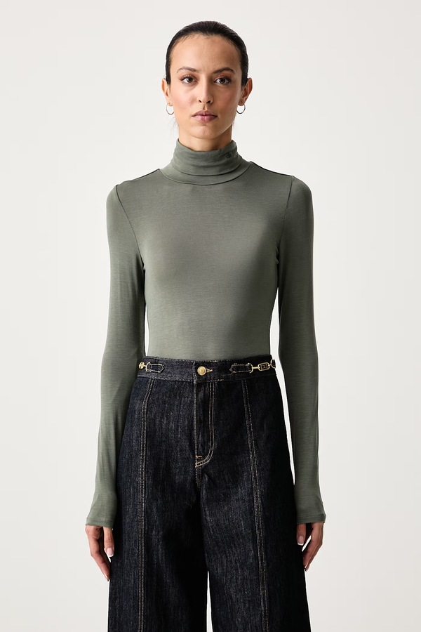 Лонгслів жіночий з ліоцелю Scotch & Soda колір зелений