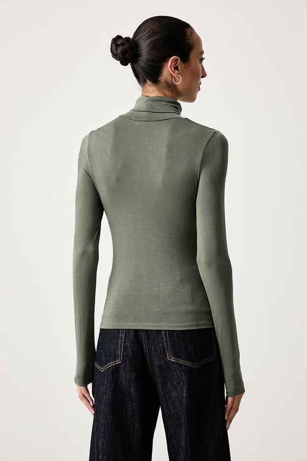 Лонгслів жіночий з ліоцелю Scotch & Soda колір зелений фото 3