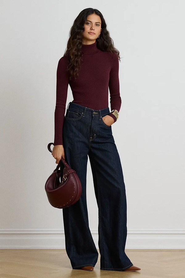 Лонгслів жіночий з бавовною Lauren Ralph Lauren колір бордовий фото 2