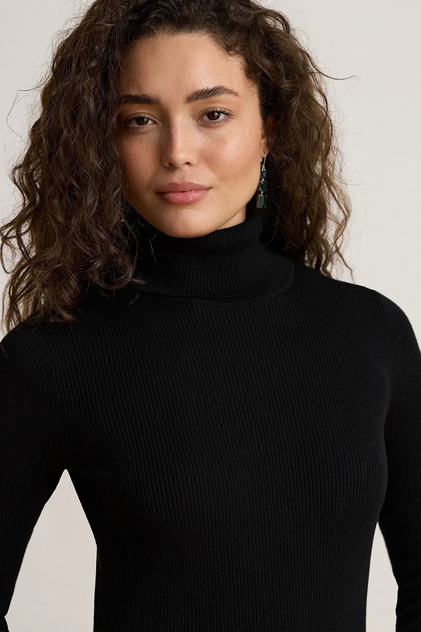 Лонгслів жіночий з бавовною Lauren Ralph Lauren колір чорний фото 4
