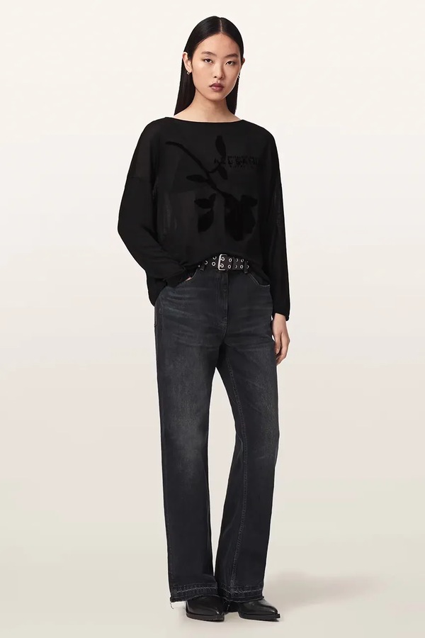 Футболка loungwear жіноча із модалу AllSaints ATHEA RITA TEE колір чорний фото 2