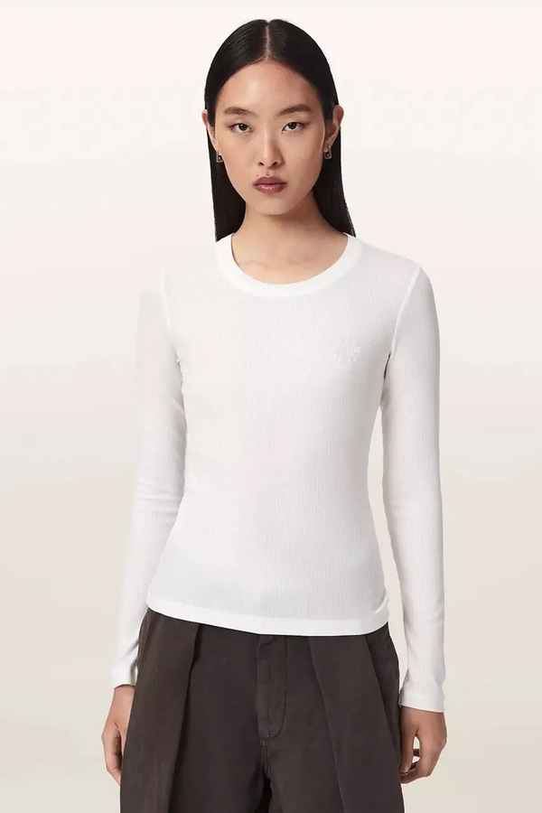 Футболка loungwear жіноча із модалу AllSaints STEVIE HAVEN LS TEE колір білий