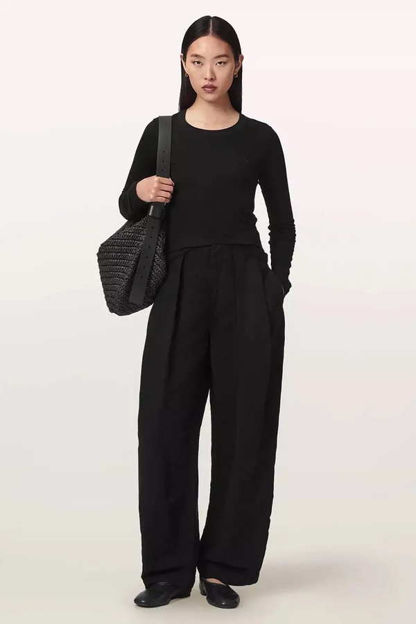 Футболка loungwear женская из модала AllSaints STEVIE HAVEN LS TEE цвет черный фото 2