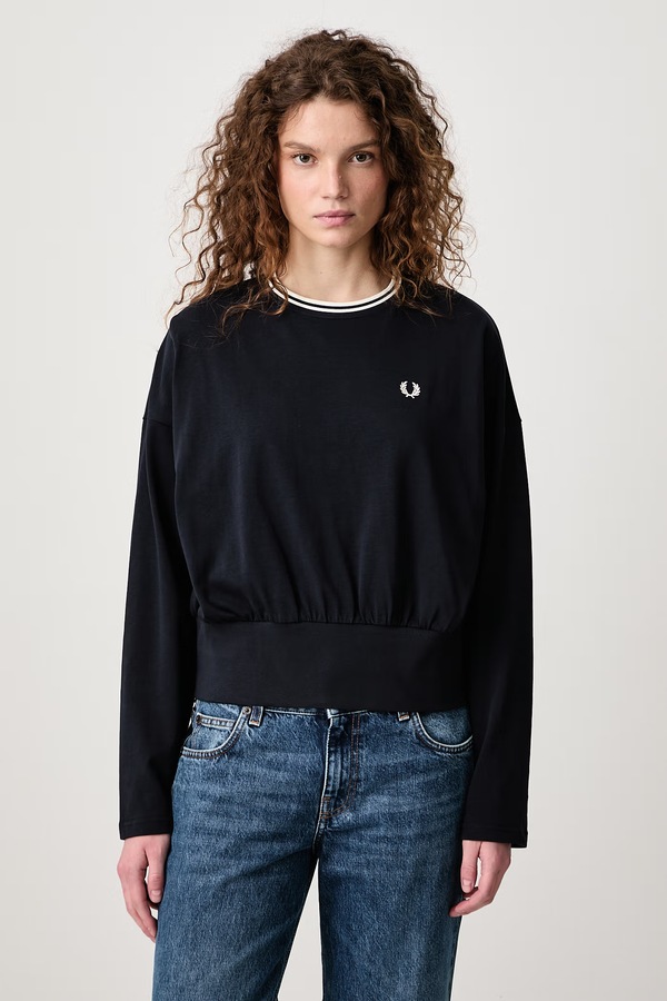 Лонгслив женский хлопковый Fred Perry цвет темно-синий