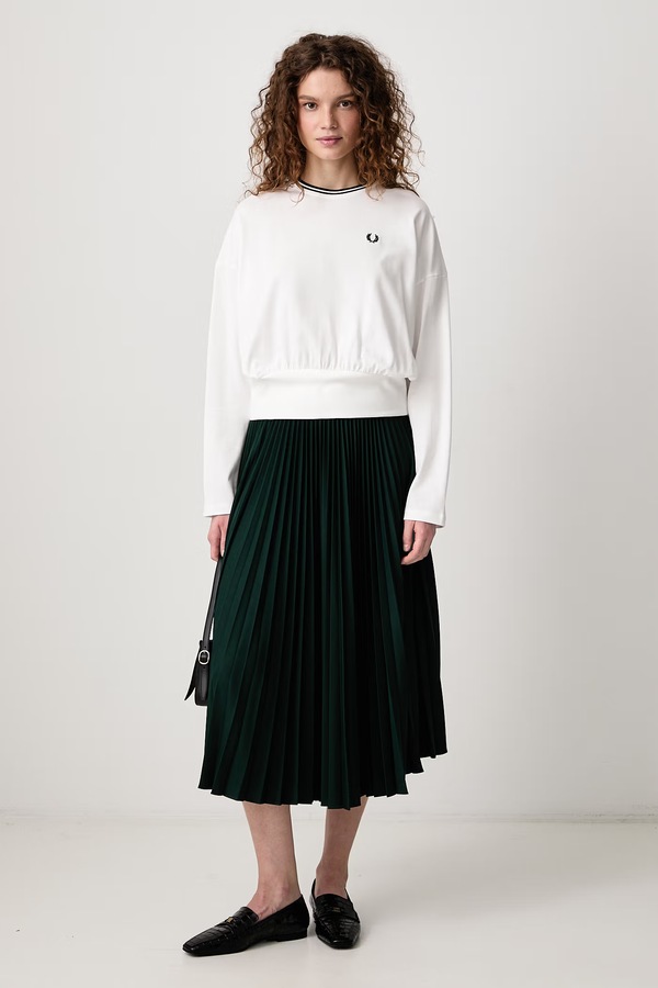Лонгслів жіночий бавовняний Fred Perry колір білий