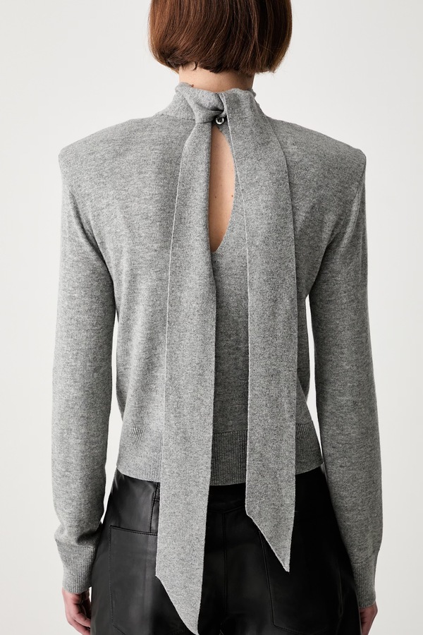 Светр жіночий вовняний Rotate WOOL BOW колір сірий фото 4