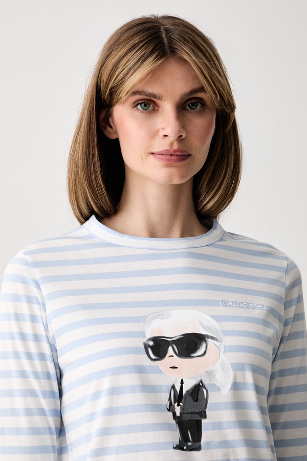 Лонгслів жіночий бавовняний Karl Lagerfeld IKON колір блакитний фото 4