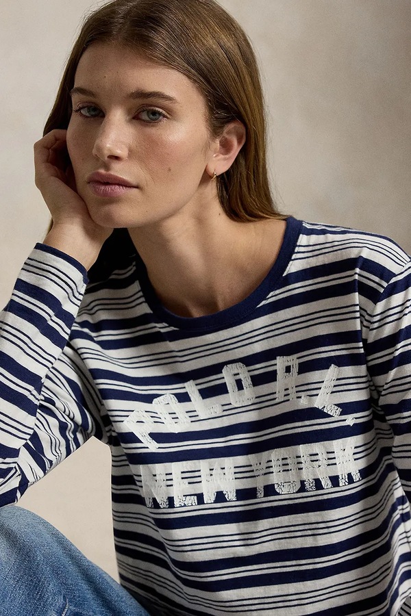 Лонгслів жіночий бавовняний Polo Ralph Lauren колір темно-синій фото 4