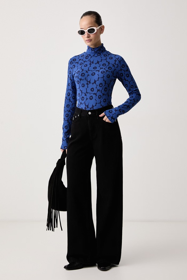Лонгслів жіночий з бавовною Marimekko колір блакитний фото 2