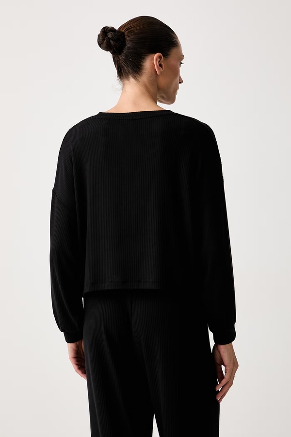 Кофта loungwear жіноча з модалем HUGO HEART TOP колір чорний фото 2