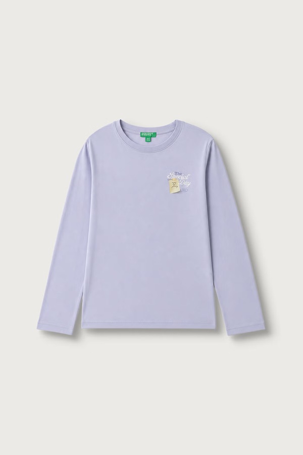 Лонгслів дитячий бавовняний United Colors of Benetton колір фіолетовий