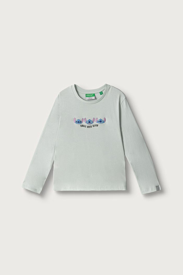 Лонгслів дитячий бавовняний United Colors of Benetton колір зелений