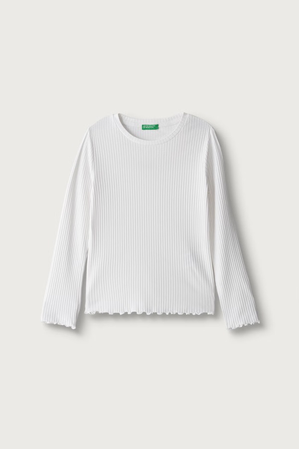 Лонгслив детский хлопковый с эластаном United Colors of Benetton цвет белый